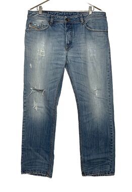 DIESEL Waykee Denim Jeans Mens 36x32 Blue Cotton  Medium Wash Button Fly